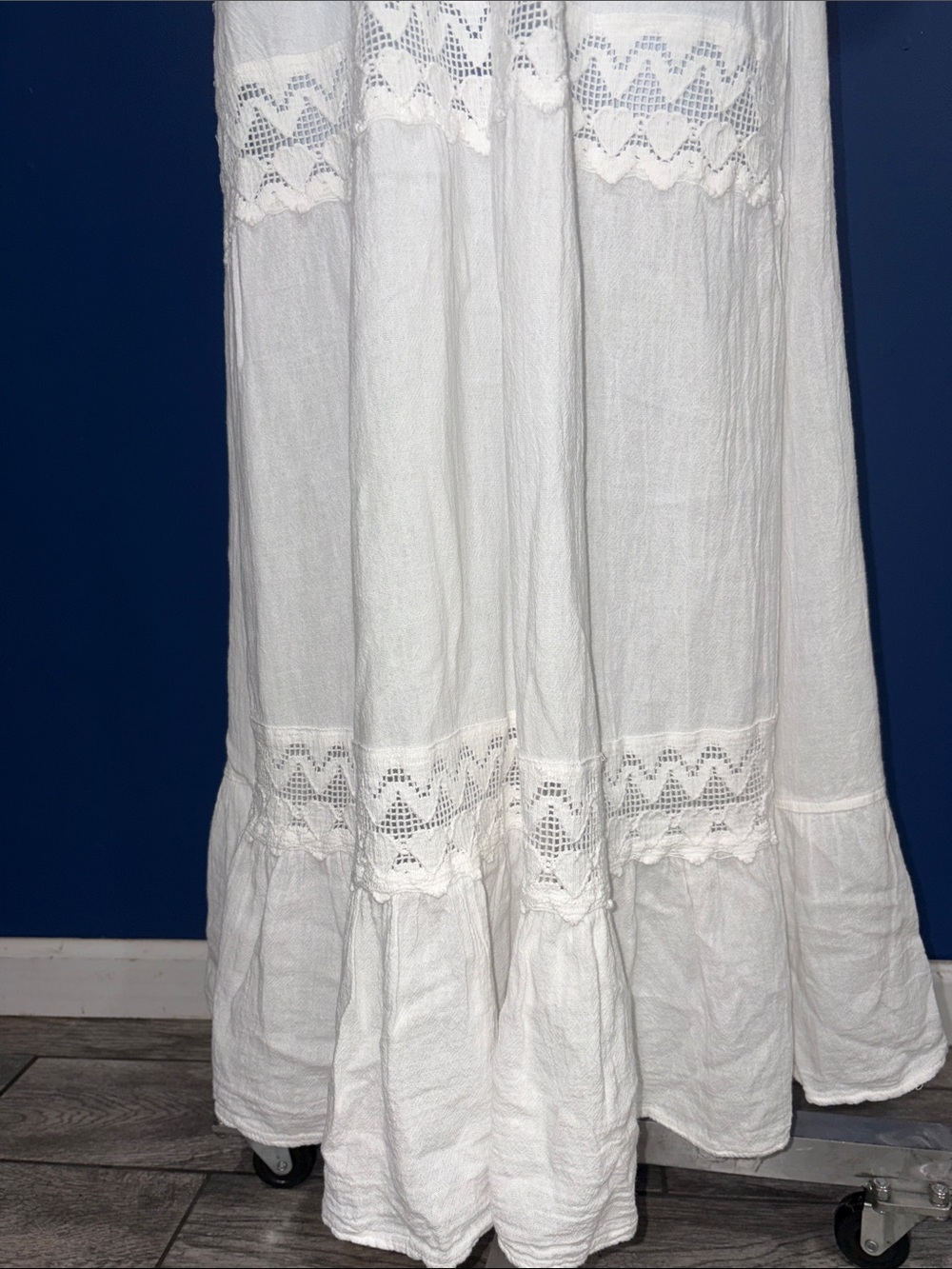Sea Spice- Ivory Cotton Crochet Halter Maxi Dress Size Medium - Picture 10 of 16